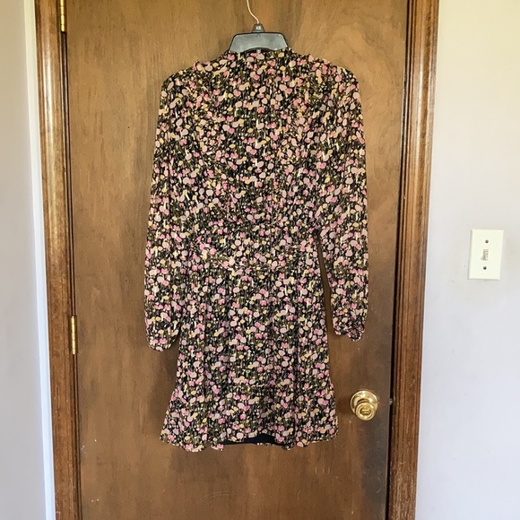 Relist9/28🔺LC Lauren Conrad floral print mini dress ruffle & metallic detail XS - Picture 13 of 17